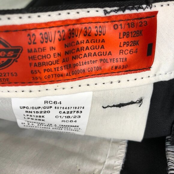 NWT Dickies Mens Work Pants Size 32 Straight Classic Chino Workwear Black Casual - Picture 10 of 15